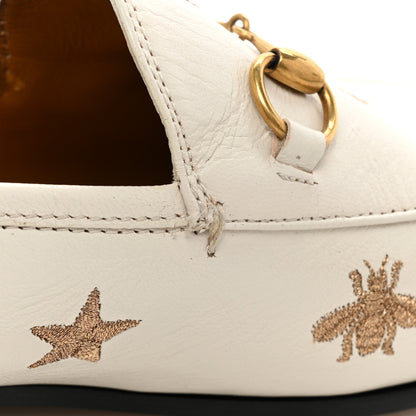 Gucci Goatskin Bee Star Embroidered Womens Jordaan Loafers 40 Mystic White 11 of 12