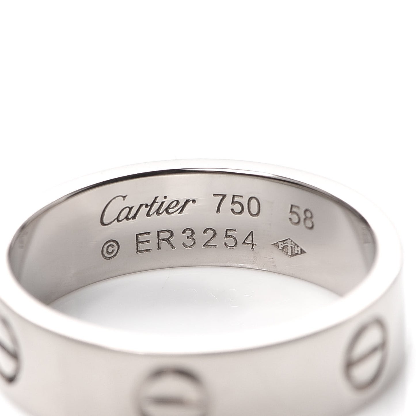 18K White Gold 5.5mm LOVE Ring 58 8.25