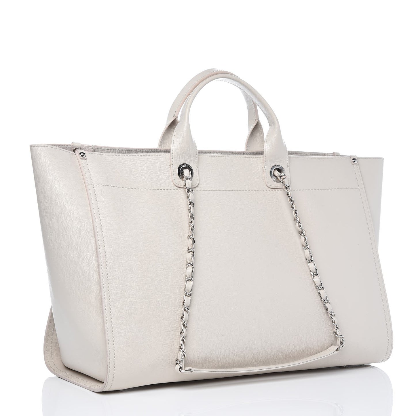 Caviar Extra Large Studded Deauville Tote Ivory