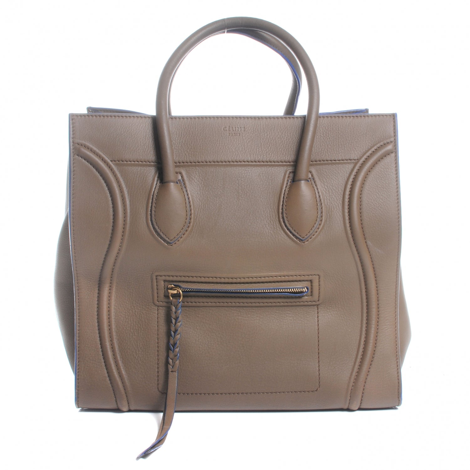 Celine Smooth Calfskin Large Phantom Luggage Khaki Cobalt Trim 2 of 10