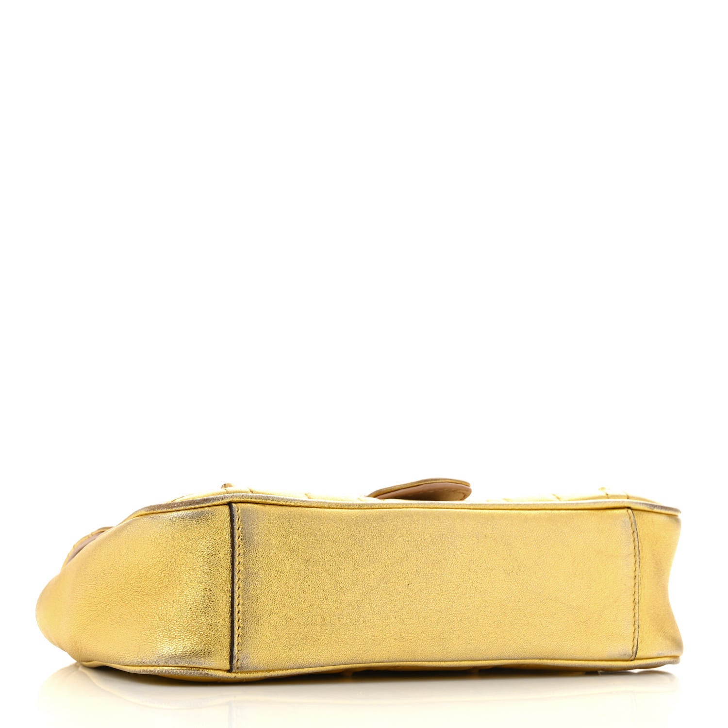 Gucci Metallic Calfskin Matelasse Studded Mini Pearly GG Marmont Shoulder Bag Gold 4 of 13
