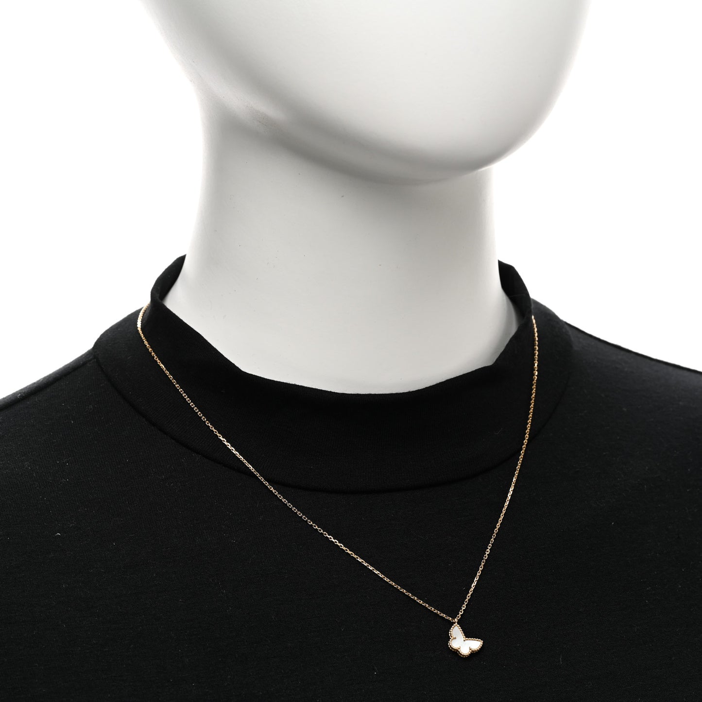 18K Yellow Gold Mother of Pearl Sweet Alhambra Butterfly Pendant Necklace