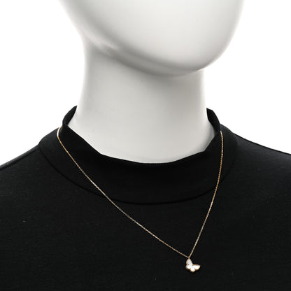 Van Cleef & Arpels 18K Yellow Gold Mother of Pearl Sweet Alhambra Butterfly Pendant Necklace 2 of 4