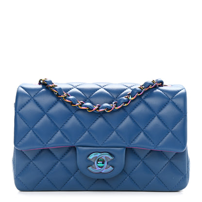 Chanel Lambskin Quilted Mini Rectangular Flap Blue Purple 1 of 10
