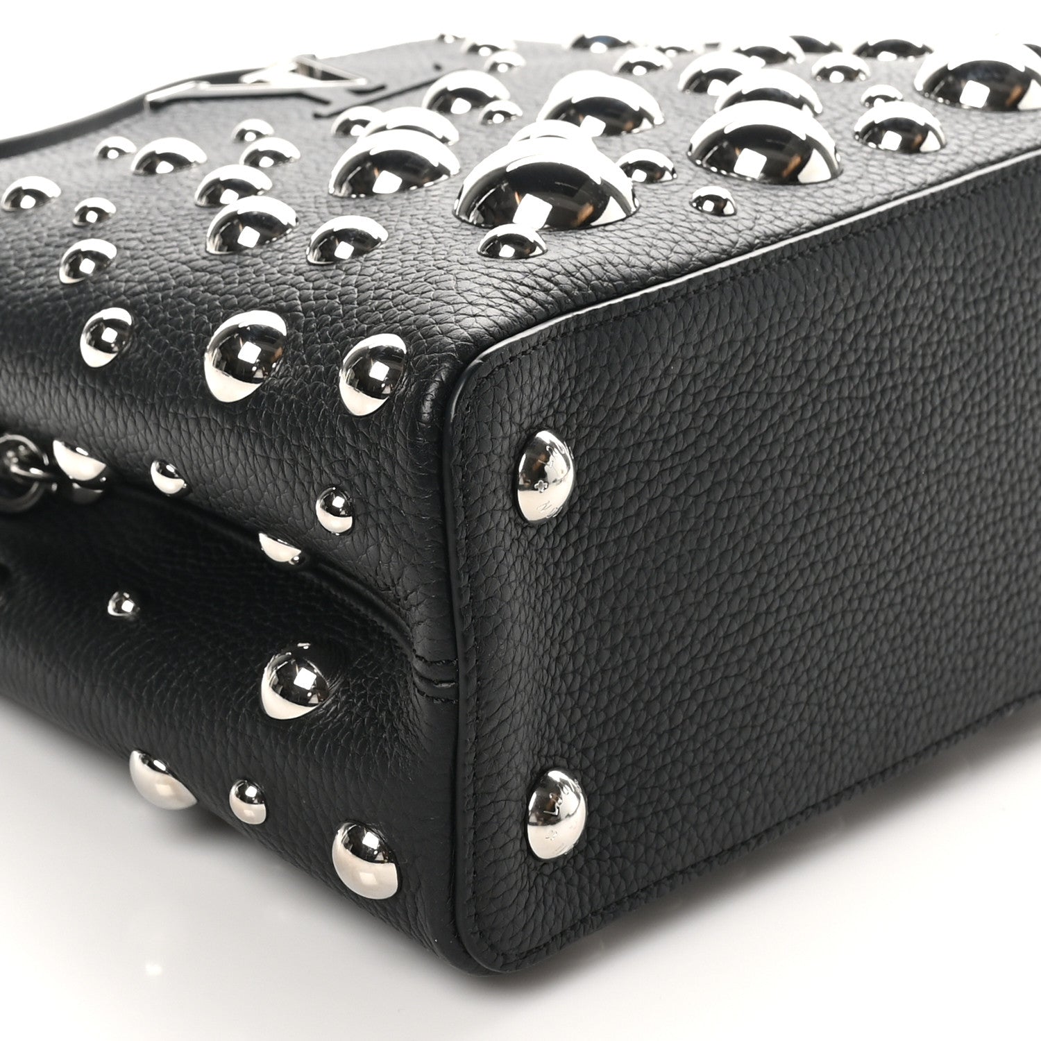 Louis Vuitton LV X YK Taurillon Brass Metal Dots Capucine MM Black 8 of 9