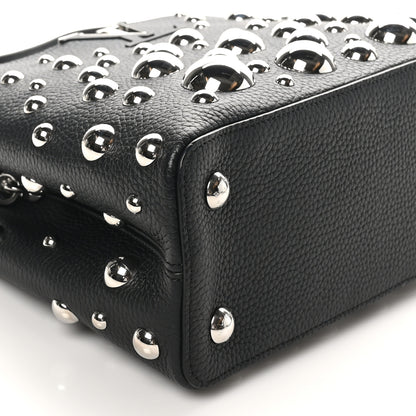 Louis Vuitton LV X YK Taurillon Brass Metal Dots Capucine MM Black 8 of 9