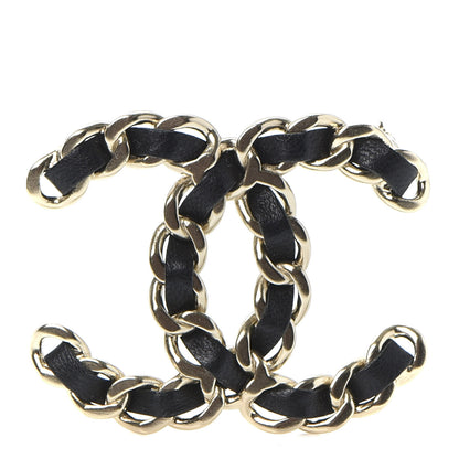 Chanel Lambskin Chain CC Brooch Black Gold 1 of 4
