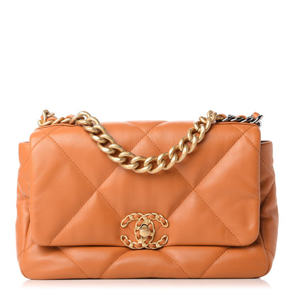 Chanel Lambskin Quilted Medium Chanel 19 Flap Light Brown 1 of 11