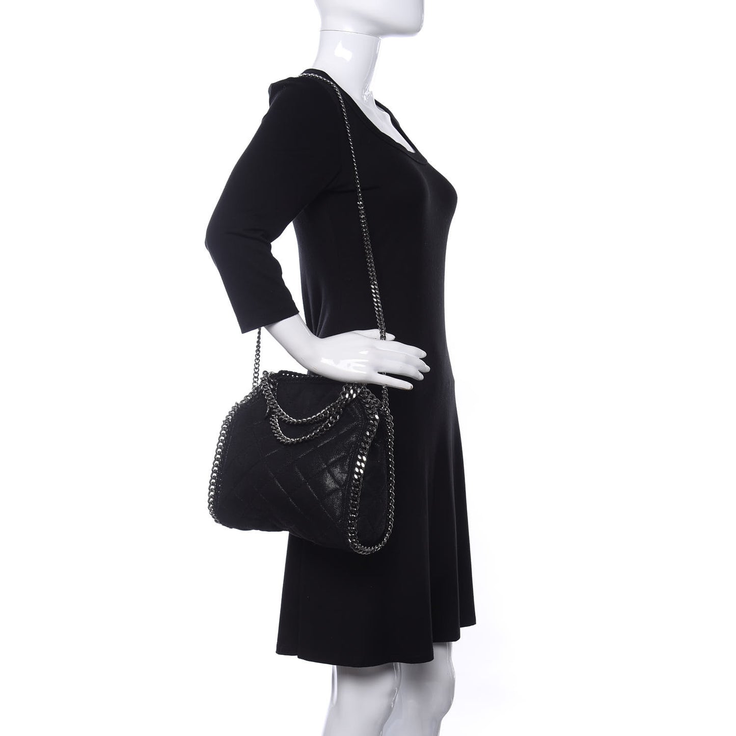 Shaggy Deer Quilted Mini Falabella Tote Black