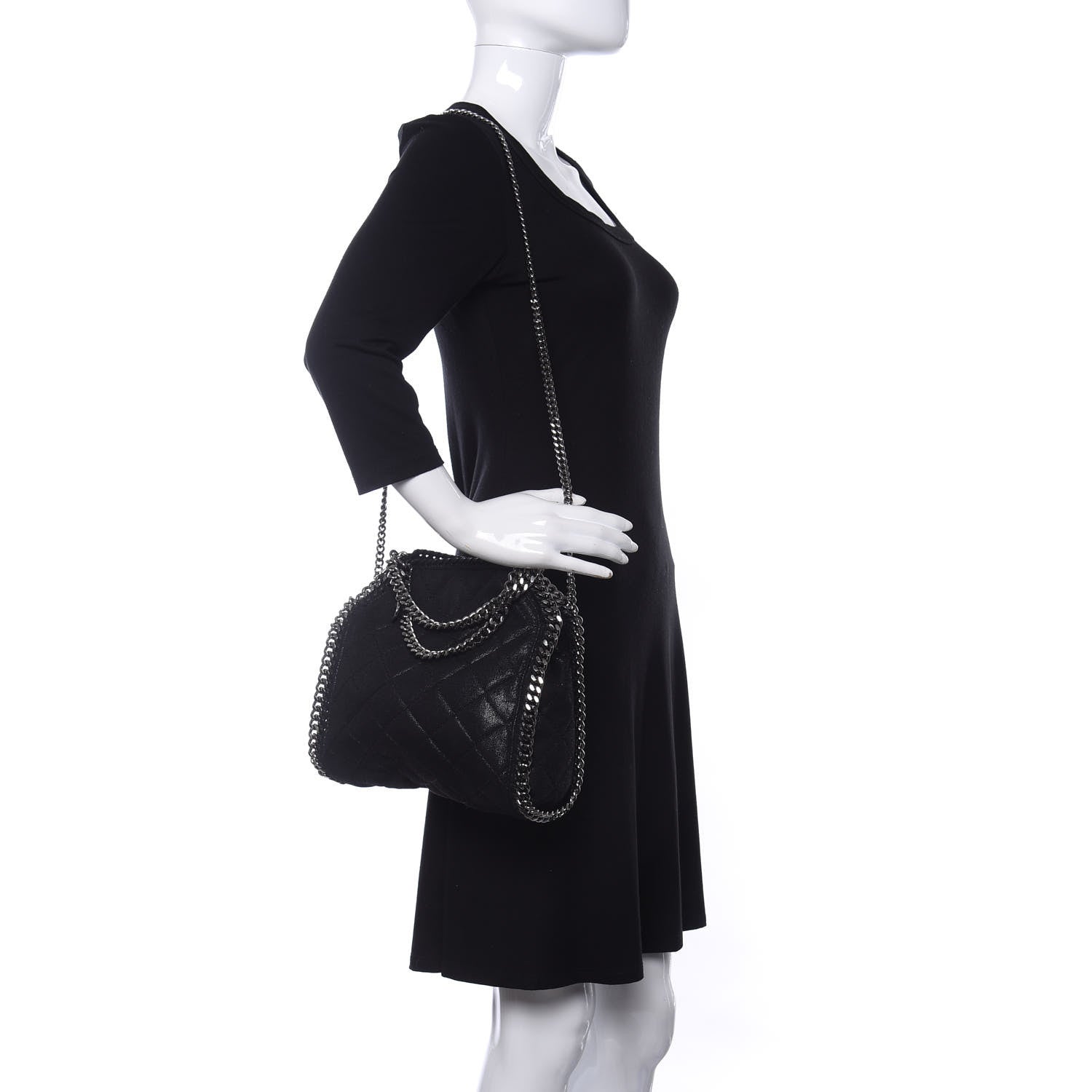 Stella McCartney Shaggy Deer Quilted Mini Falabella Tote Black 2 of 9