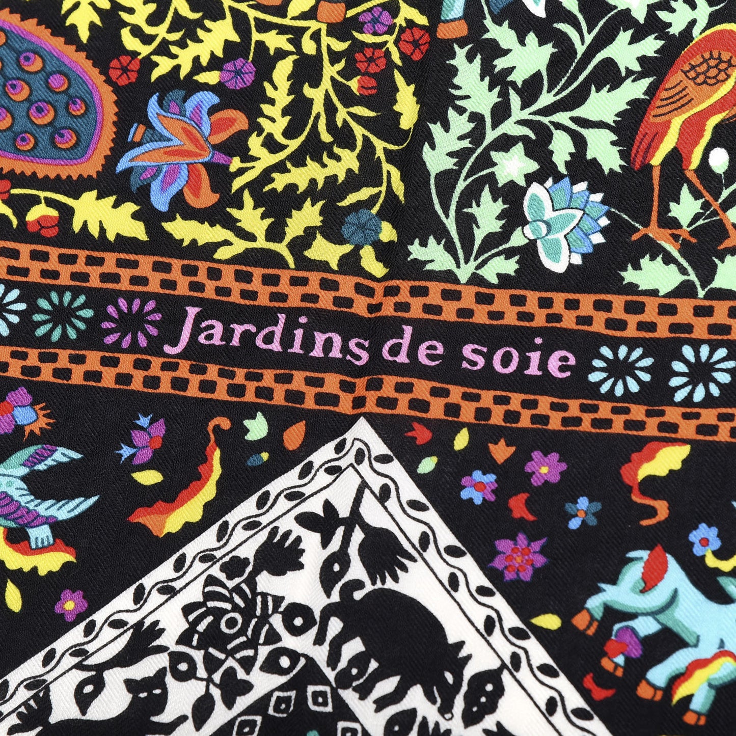 Cashmere Silk Jardins De Soie Shawl 140 Black Vert Multicolor