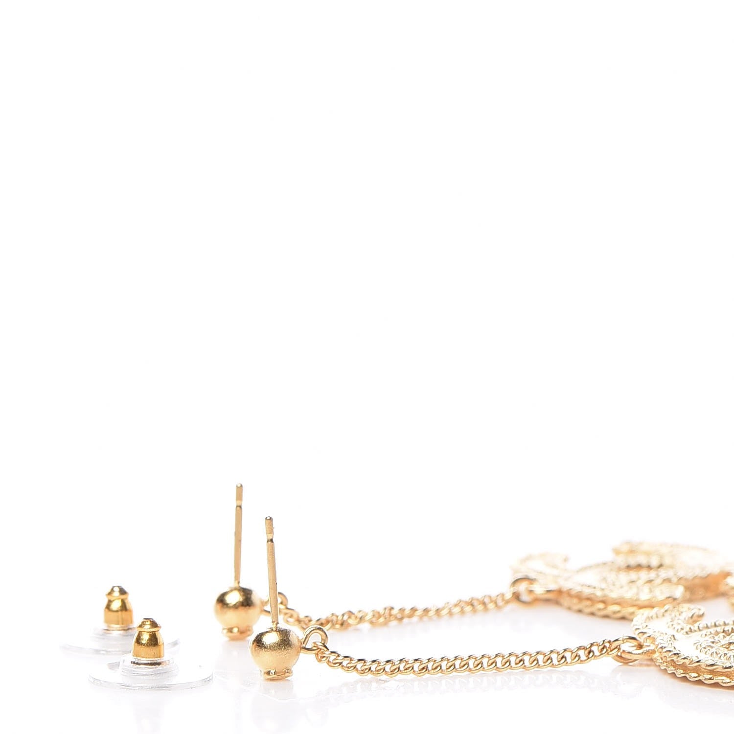 Chanel CC Drop Earrings Matte Gold 3 of 5