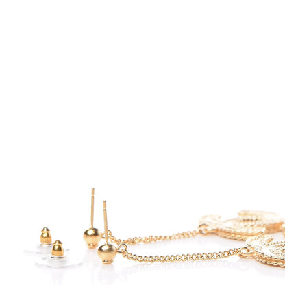 Chanel CC Drop Earrings Matte Gold 3 of 5