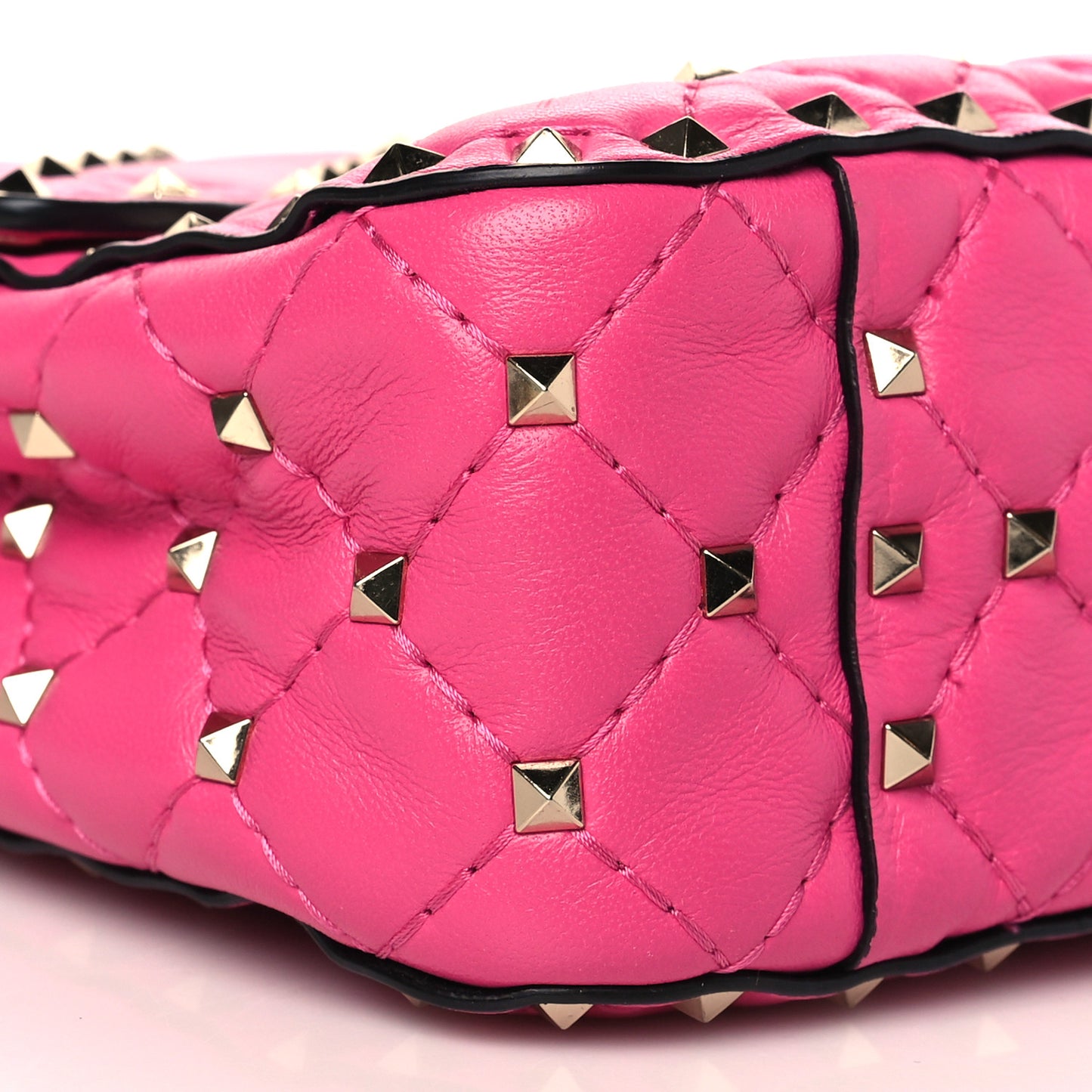 Nappa Medium Rockstud Spike Shoulder Bag Pink Orchid