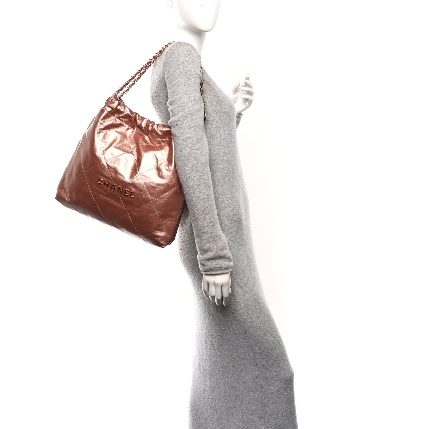 Metallic Calfskin Quilted Chanel 22 Copper