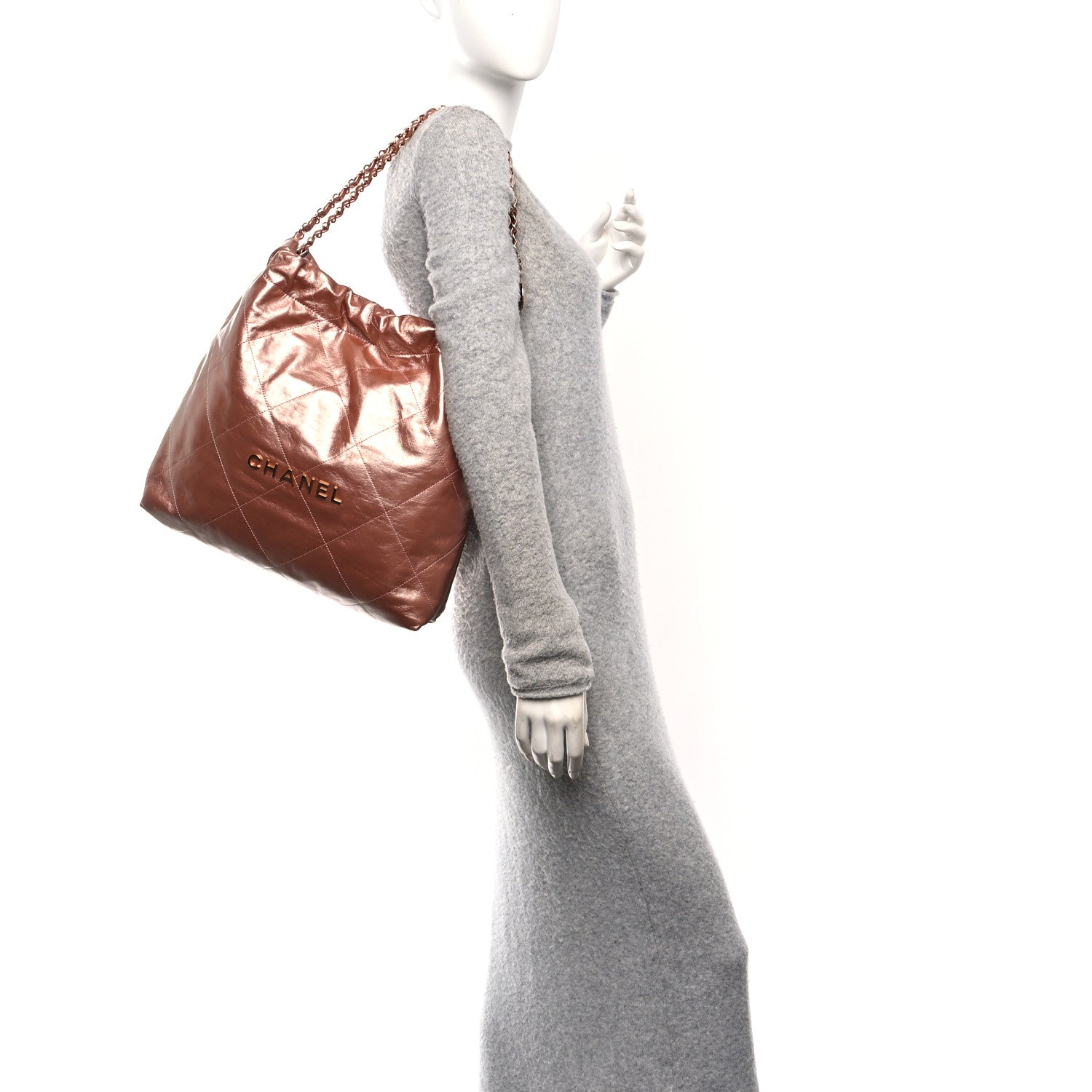 Chanel Metallic Calfskin Quilted Chanel 22 Copper 2 of 10