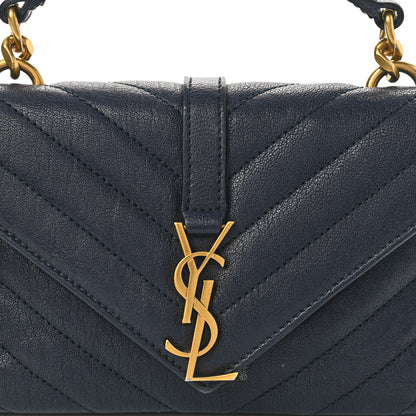 Saint Laurent Sheepskin Matelasse Chevron Monogram College Chain Wallet Deep Marine 7 of 15