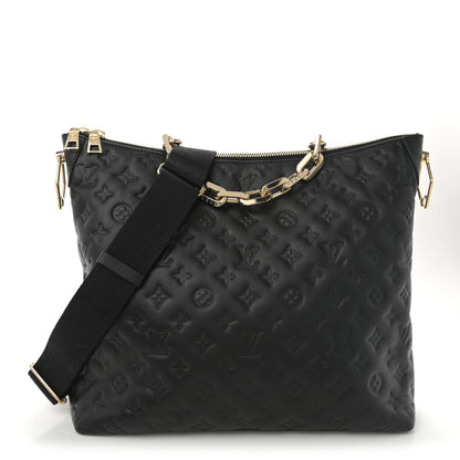 Louis Vuitton Lambskin Embossed Monogram Coussin Hobo MM Black 1 of 11