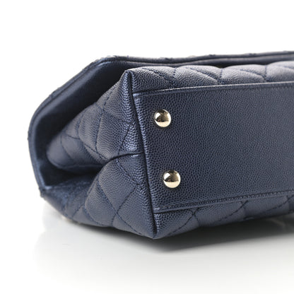 Chanel Iridescent Caviar Quilted Extra Mini Coco Handle Flap Dark Blue 9 of 11