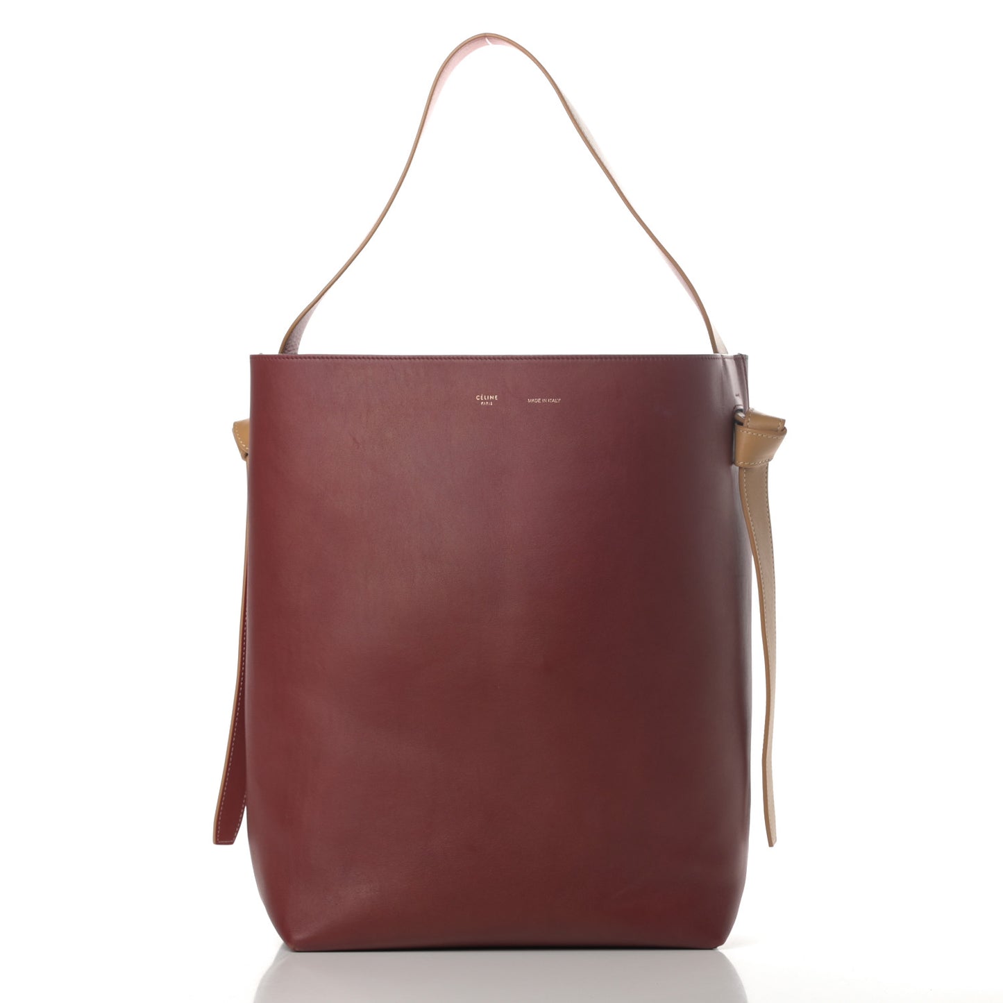 Shiny Smooth Calfskin Small Twisted Cabas Dark Ruby Navy