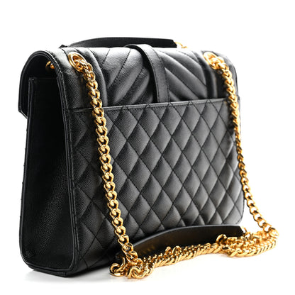 Saint Laurent Grain De Poudre Textured Mixed Matelasse Triquilt Medium Monogram Satchel Black 3 of 11