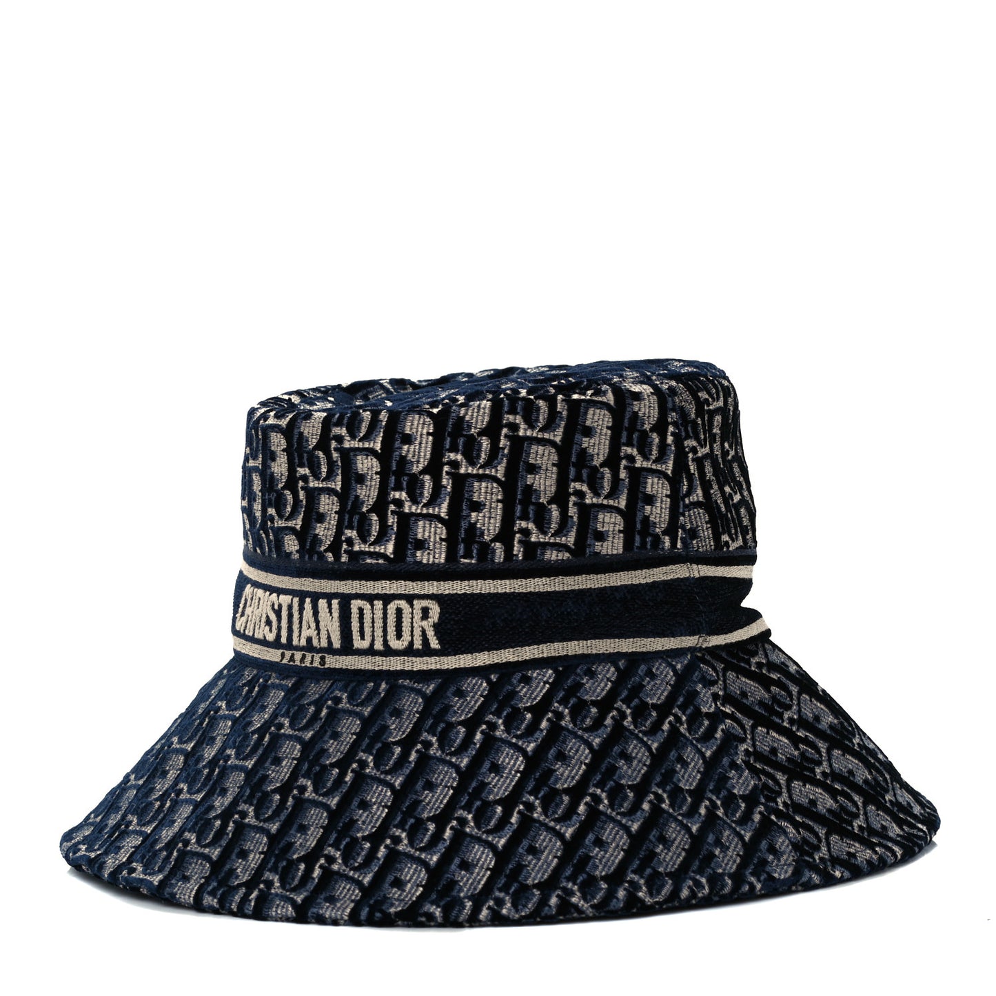 Velvet Oblique Large Brim Bucket Hat 57 Bleu Marine