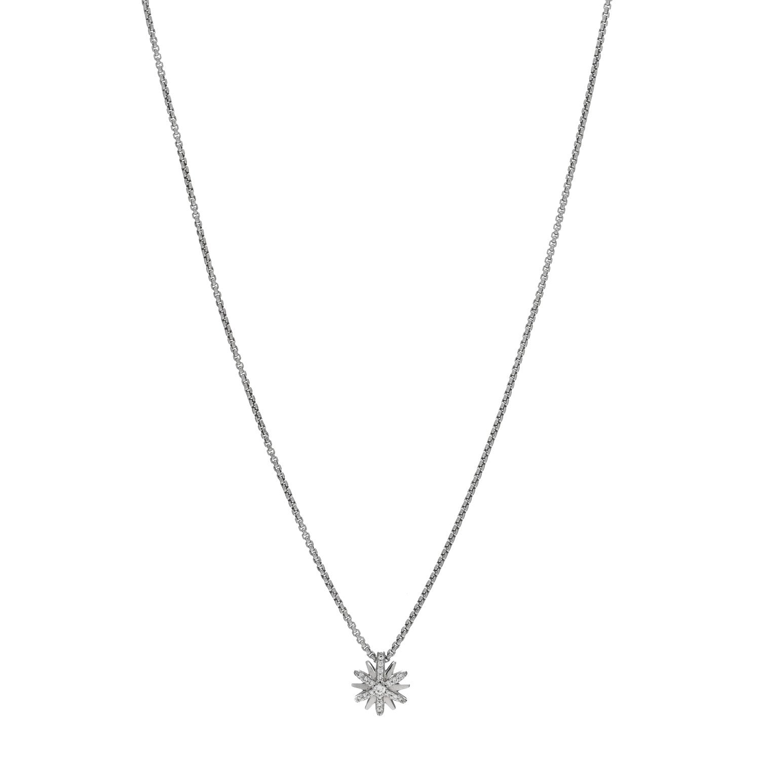 David Yurman Sterling Silver Diamond 10.5mm Petite Starburst Pendant Necklace 1 of 4