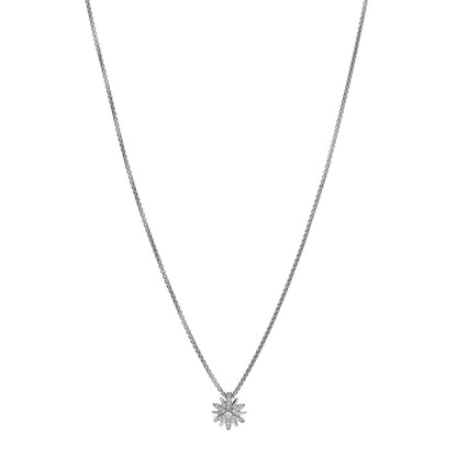 David Yurman Sterling Silver Diamond 10.5mm Petite Starburst Pendant Necklace 1 of 4
