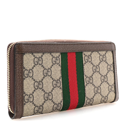 Gucci GG Supreme Monogram Web Ophidia Zip Around Wallet Brown 3 of 8