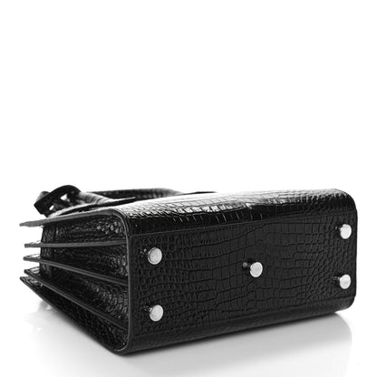 Saint Laurent Calfskin Crocodile Embossed Nano Sac De Jour Black 4 of 10