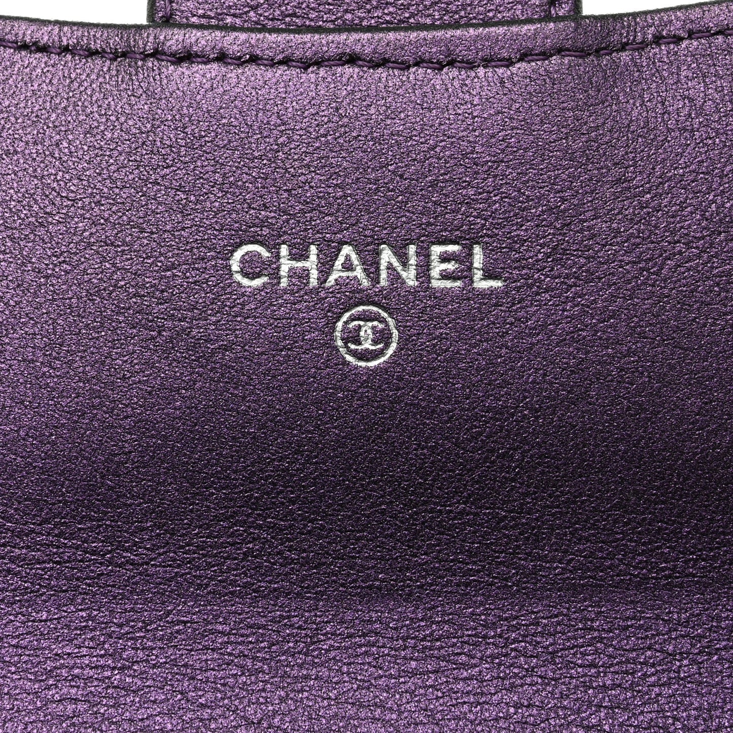 Iridescent Lambskin Quilted Large Gusset Flap Wallet Purple