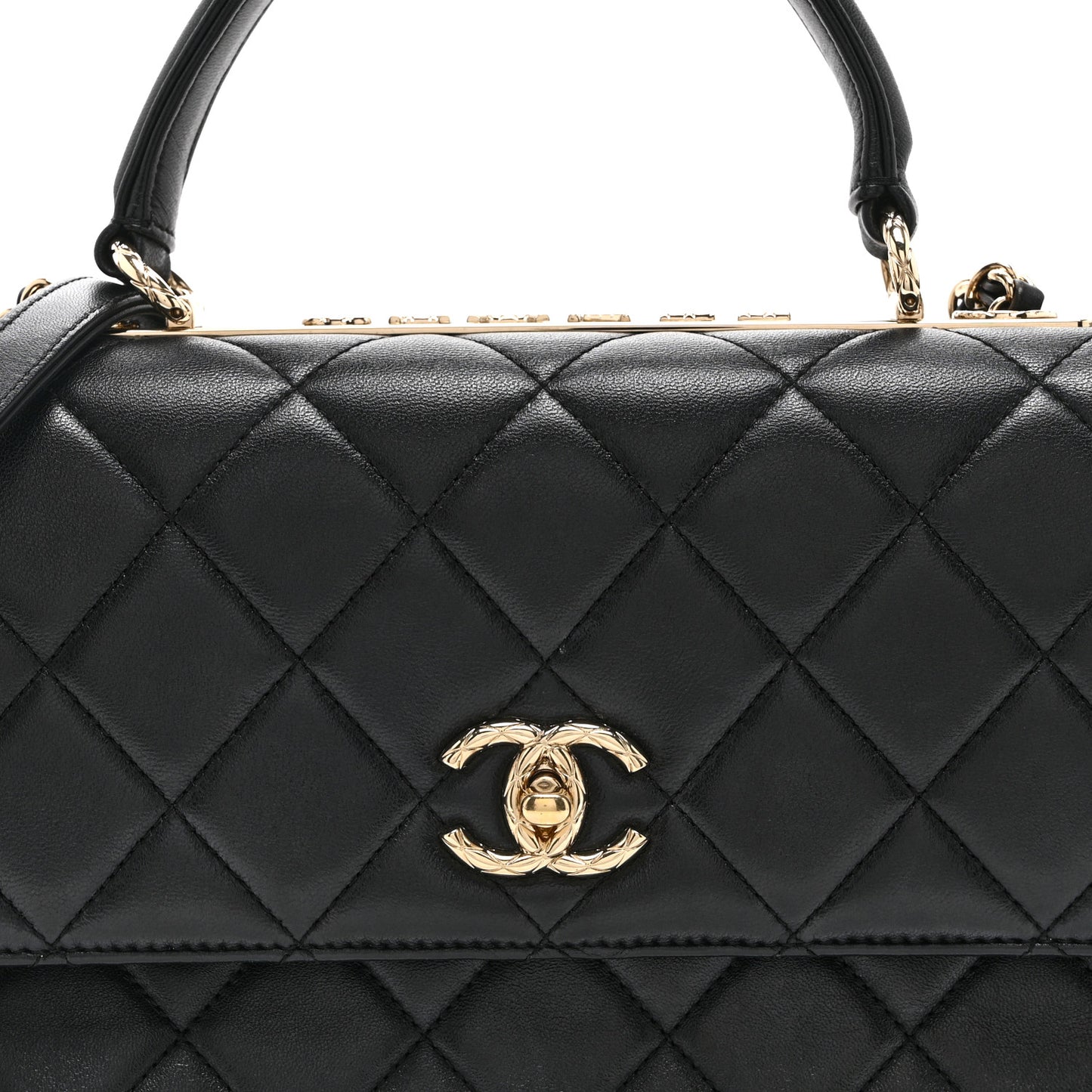 Lambskin Quilted Medium Trendy CC Flap Dual Handle Bag Black