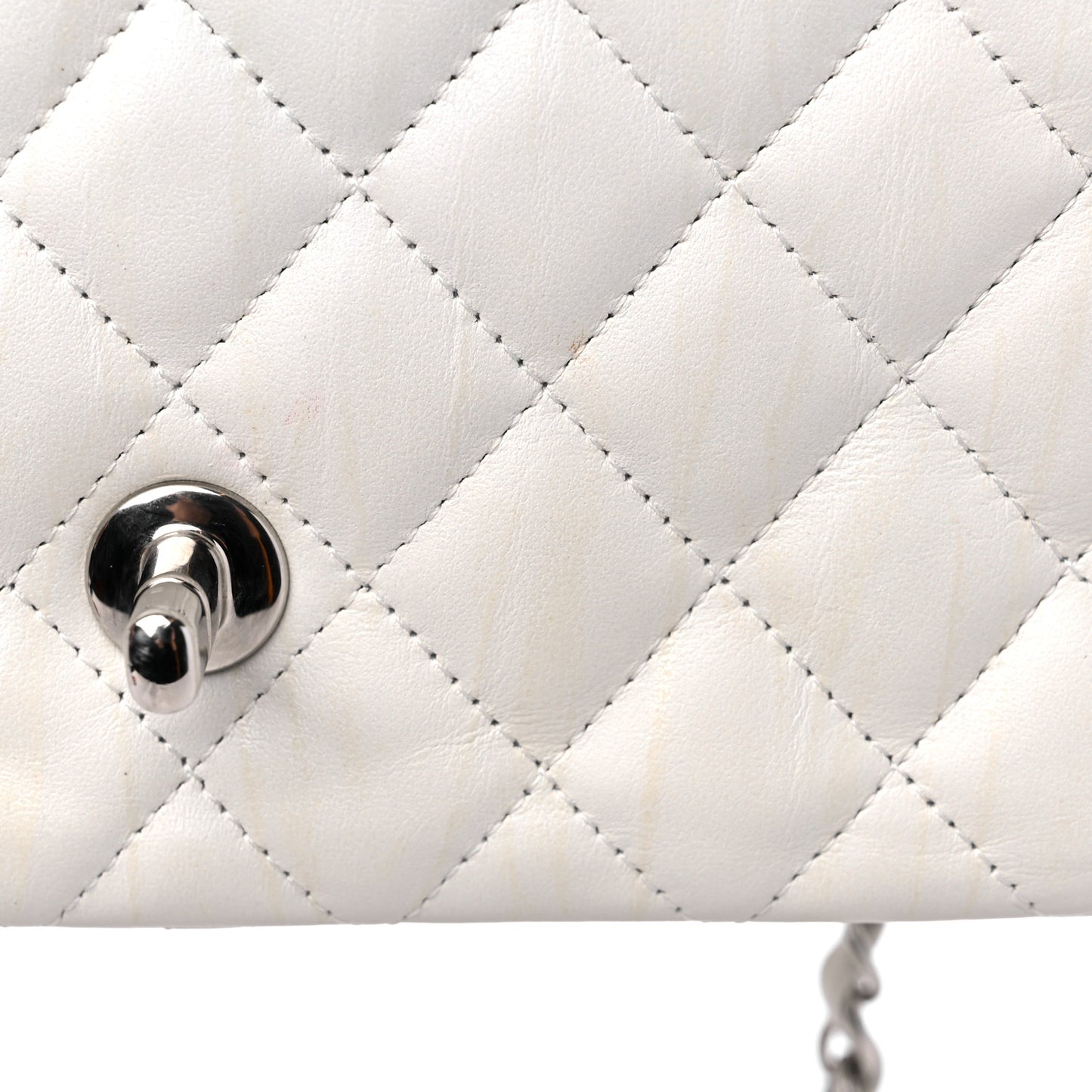 Calfskin Quilted Mini Rectangular Flap White