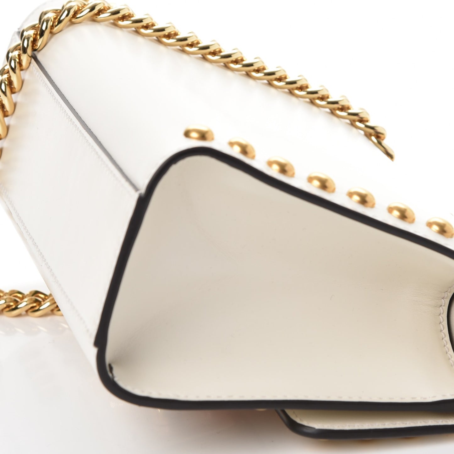Calfskin Floral Embroidered Small Padlock Shoulder Bag White