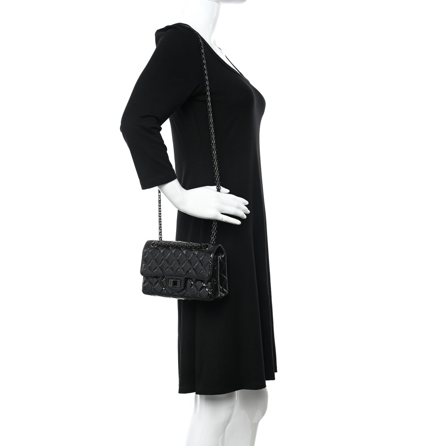 Chanel Patent Calfskin Quilted 2.55 Reissue Mini Flap So Black 2 of 12