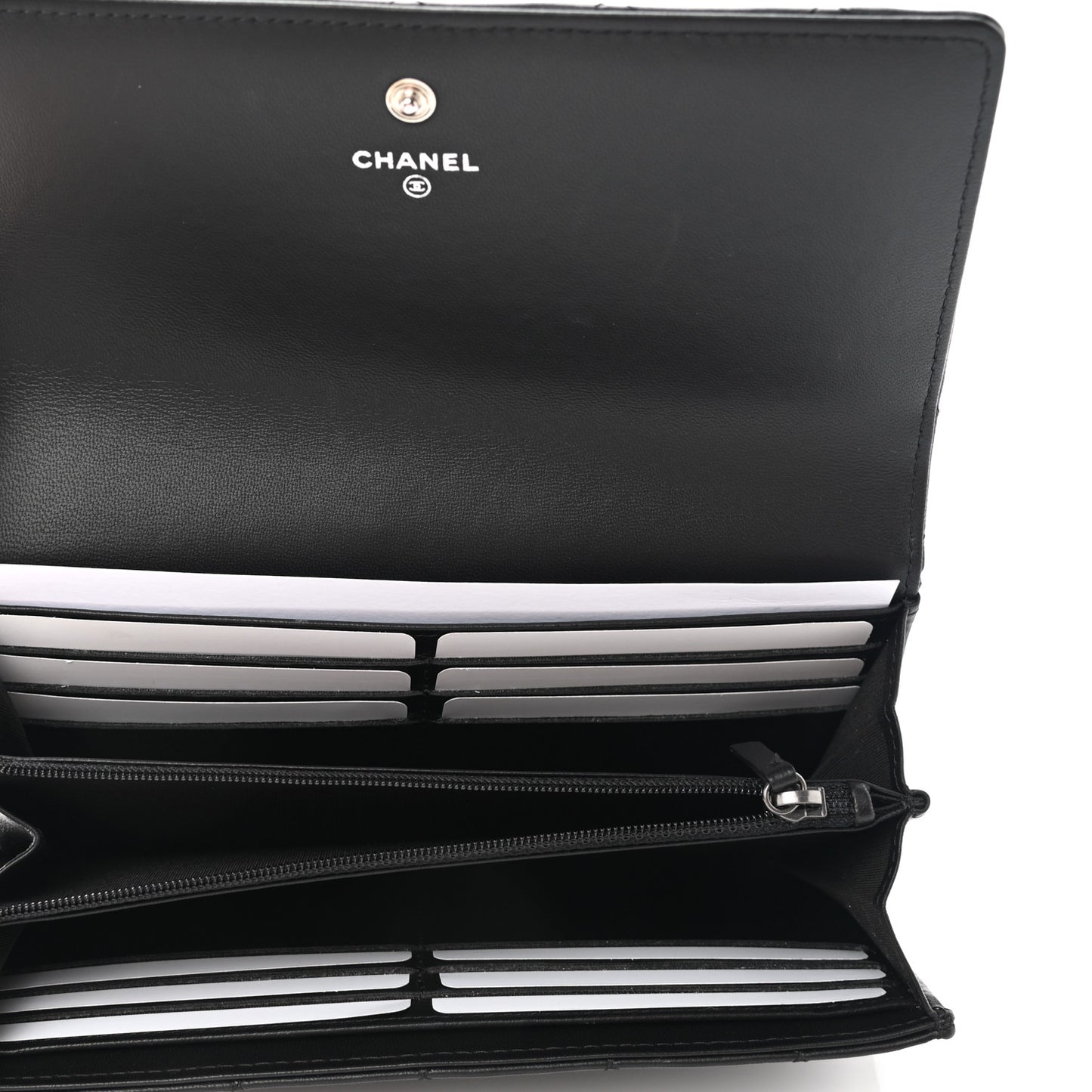 Lambskin Quilted Large Coco Boy Gusset Flap Wallet Black