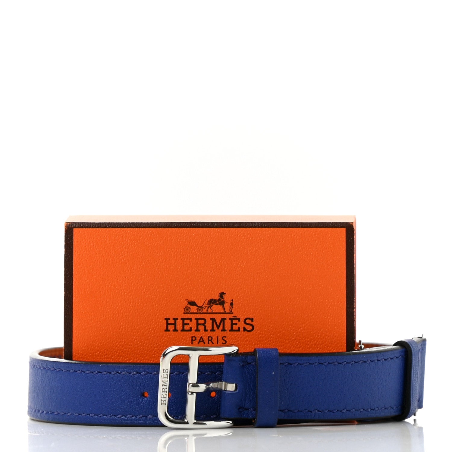 Hermes Swift Heure H Hour Watch PM Double Tour Strap Bleu Electrique 6 of 6