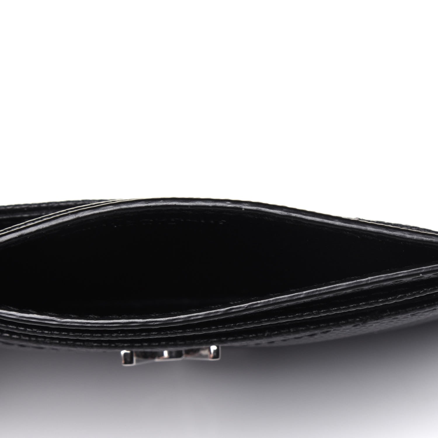Saint Laurent Grain De Poudre Matelasse Chevron Monogram Credit Card Case Black 5 of 11