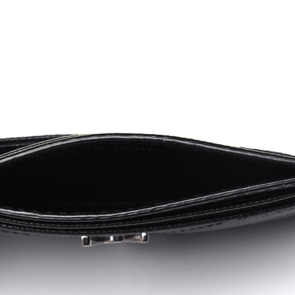 Saint Laurent Grain De Poudre Matelasse Chevron Monogram Credit Card Case Black 5 of 11