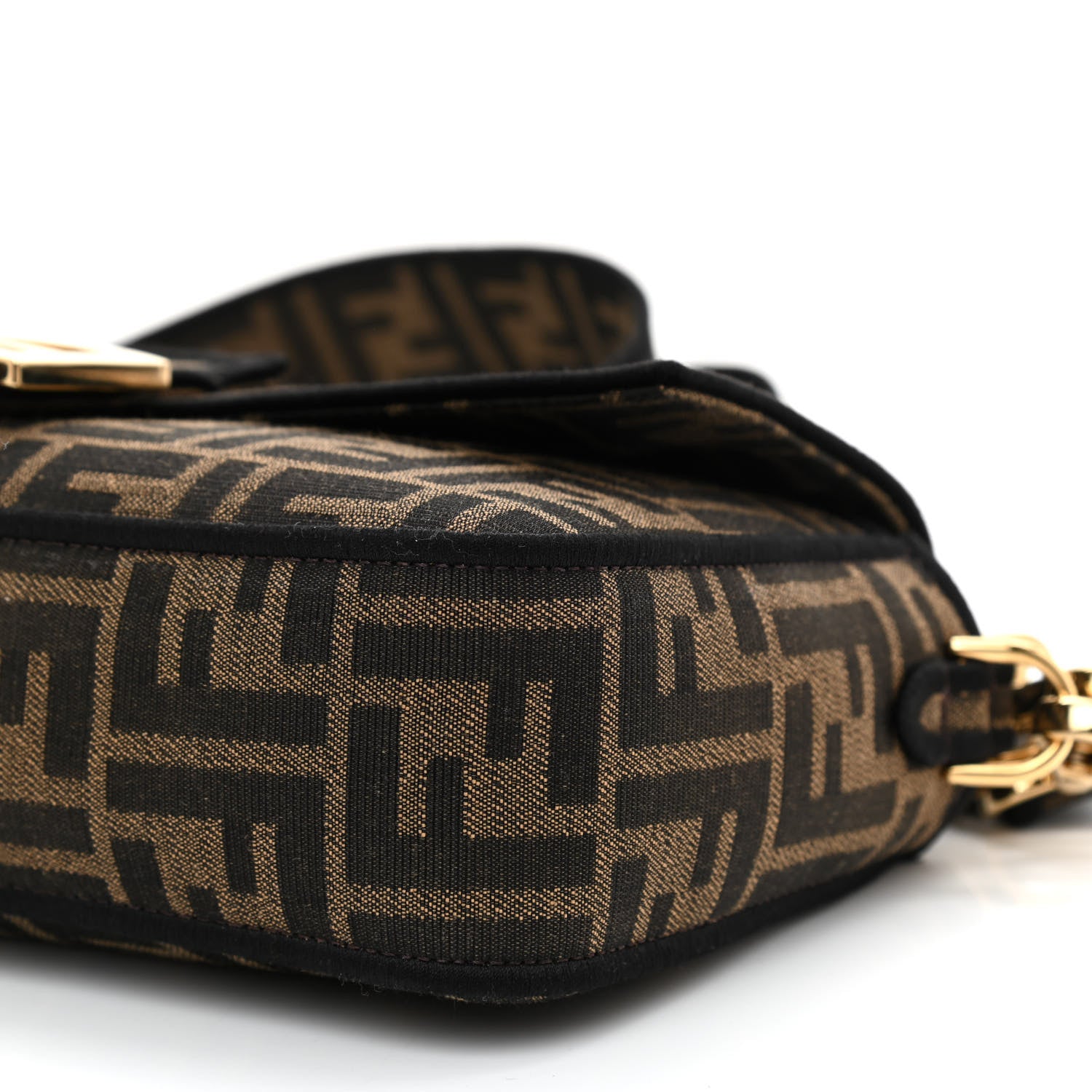 Fendi Fabric Jacquard FF 1974 Medium Baguette Tobacco Moro Black 8 of 8