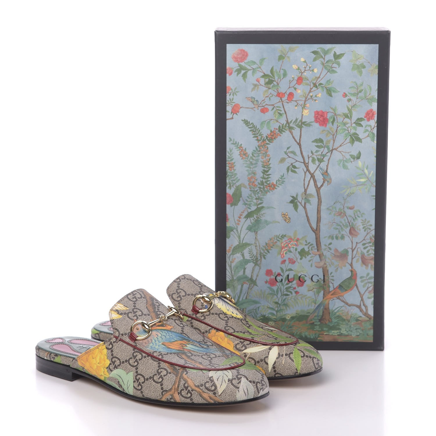 Gucci GG Supreme Monogram Tian Womens Princetown Slippers 38.5 Beige Ebony Multicolor 10 of 10