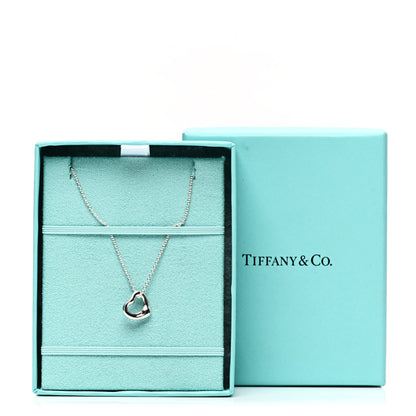 Tiffany Sterling Silver Elsa Peretti 11mm Open Heart Pendant Necklace 7 of 7