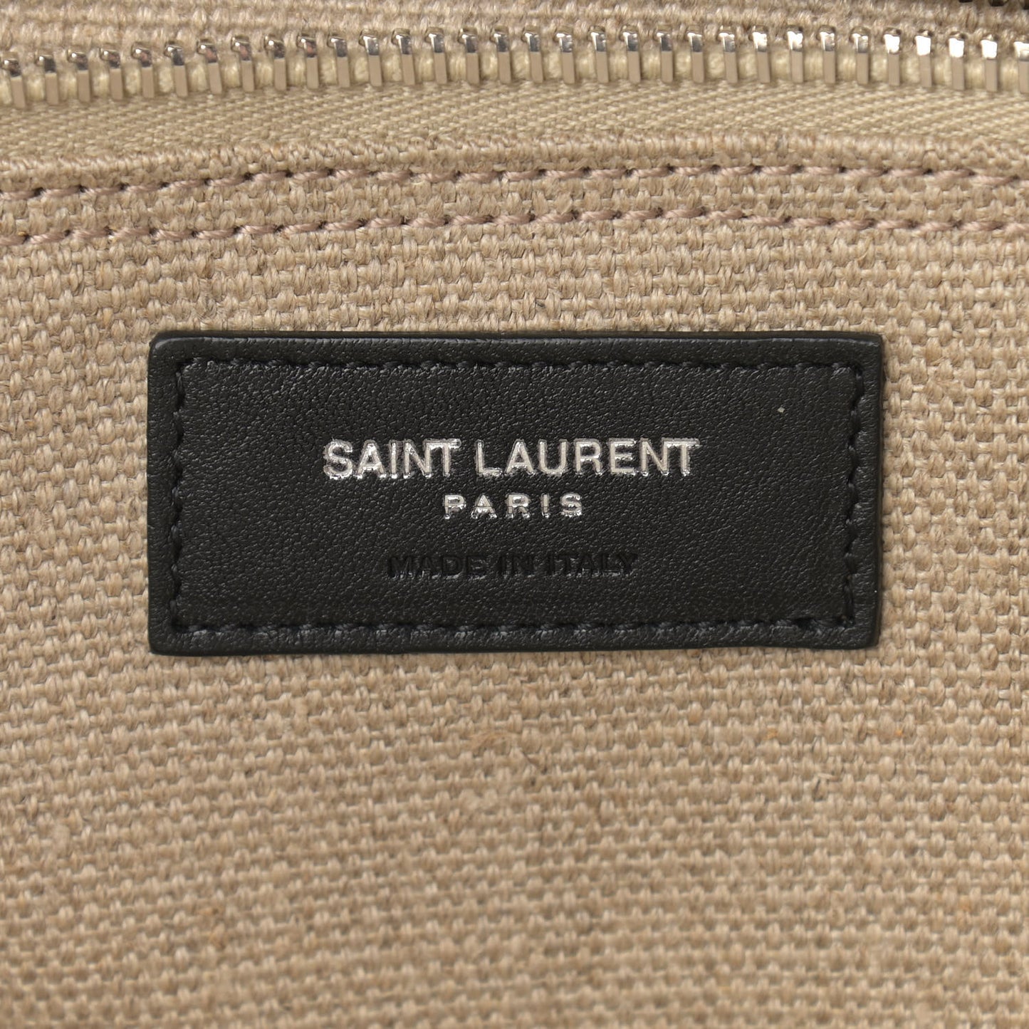 Linen Calfskin Small Rive Gauche Tote Greggio Natural