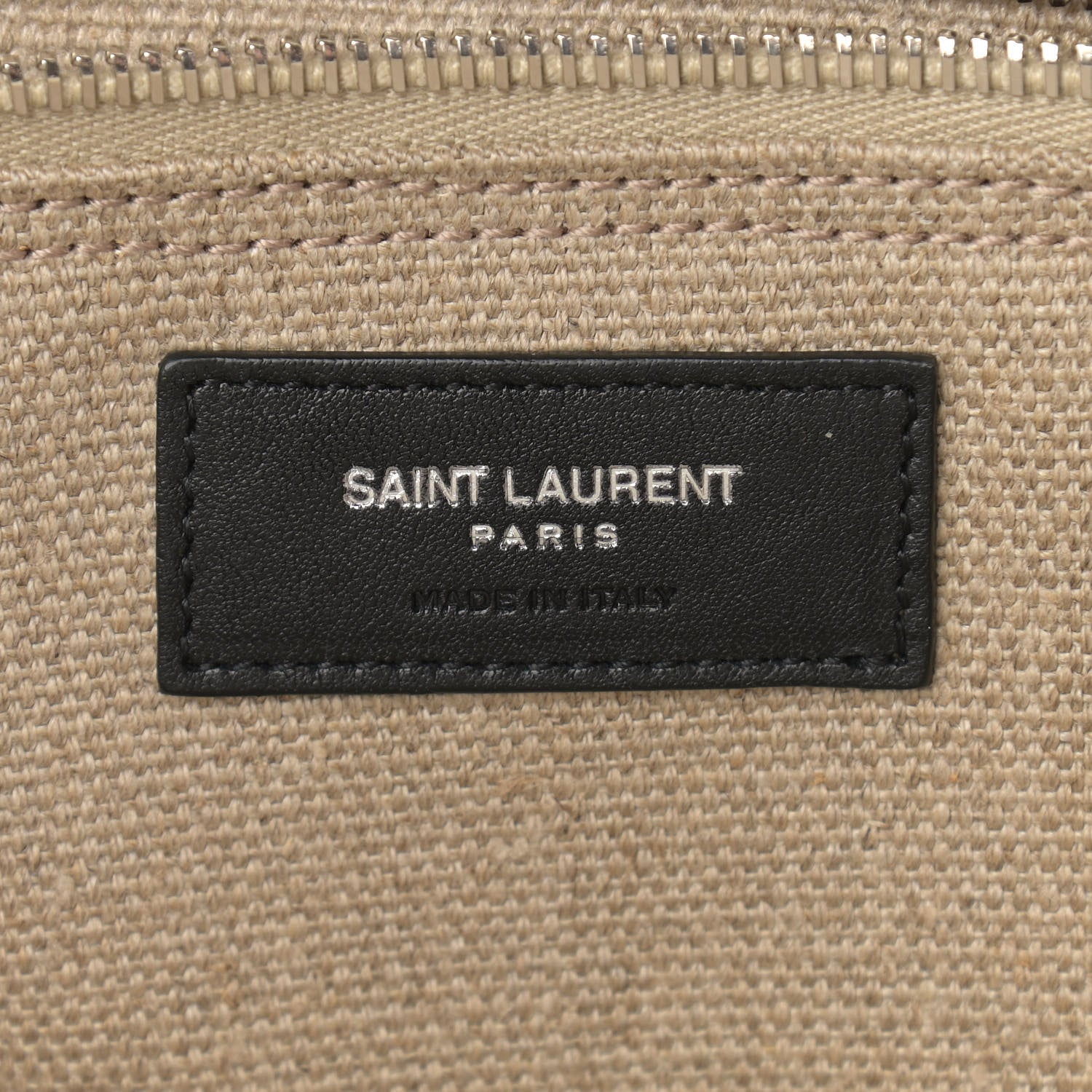 Saint Laurent Linen Calfskin Small Rive Gauche Tote Greggio Natural 5 of 10