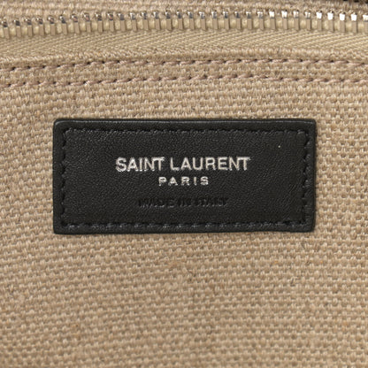 Saint Laurent Linen Calfskin Small Rive Gauche Tote Greggio Natural 5 of 10