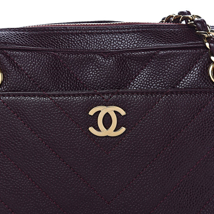 Chanel Caviar Chevron Quilted Camera Case Burgundy 10 of 12