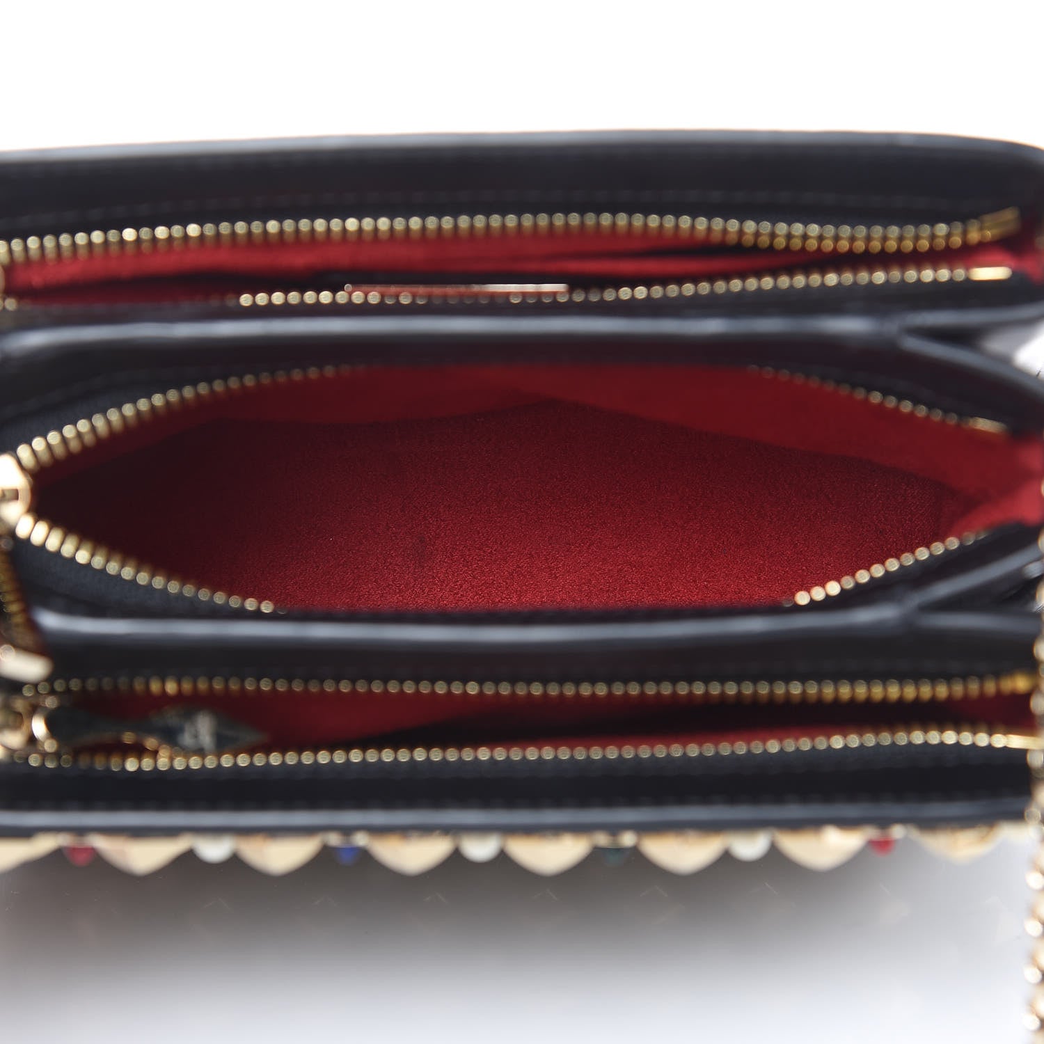 Christian Louboutin Suede Calfskin Spikes Small Triloubi Shoulder Bag Black Multi 5 of 11