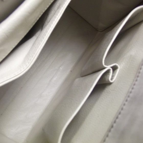 Prada Leather Jacquard Logo Framed Handbag Grey 8 of 10