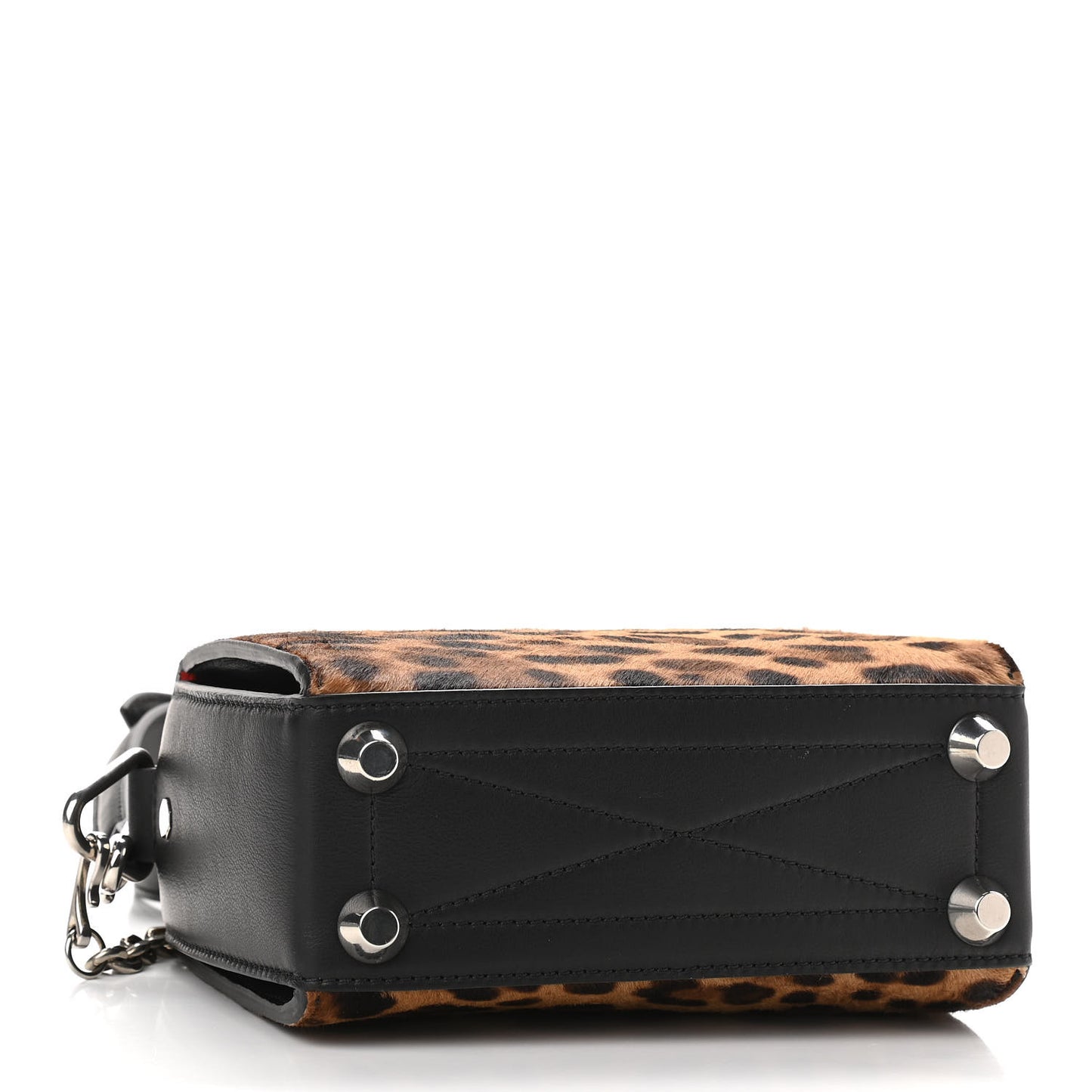 Calfskin Calf Hair Leopard Print Box Shoulder Bag 19 Black