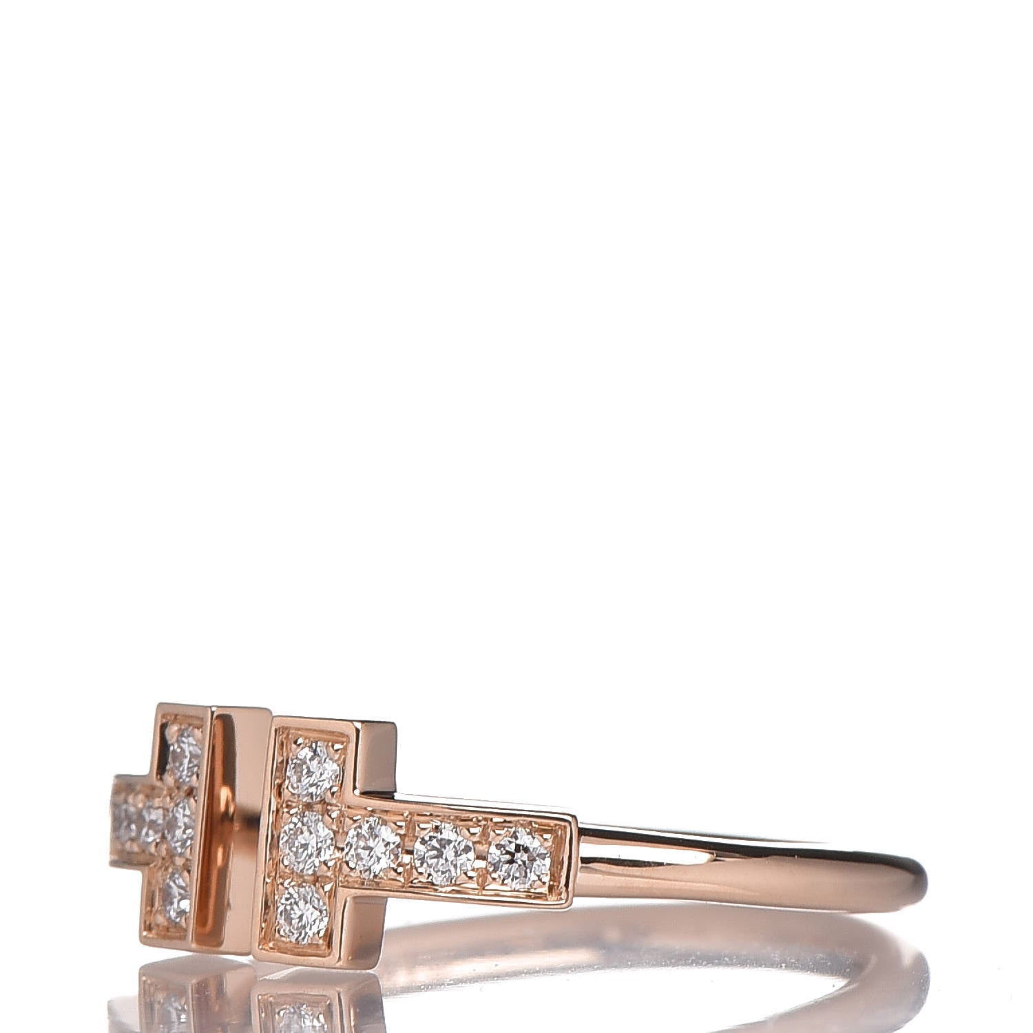 Tiffany 18K Rose Gold Diamond T Wire Ring 49 5 4 of 6